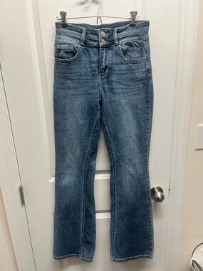 KanCan Jeans Womens 5/26 Blue Mid Rise Bootcut Distressed Stretch Denim KC9420M